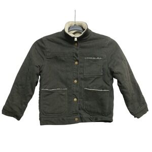 Rylee + Cru Jacket Kids 6-7 Years Olive Green Sherpa Lined Canvas